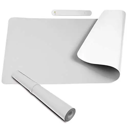 PHIFO 31.49" x15.75" Non-Slip PU Leather Desk Pad Ultra Thin 2mm Waterproof Mouse Mat for Office Home Desks, Gaming Mouse Pads - Цвет: Gray  Silver