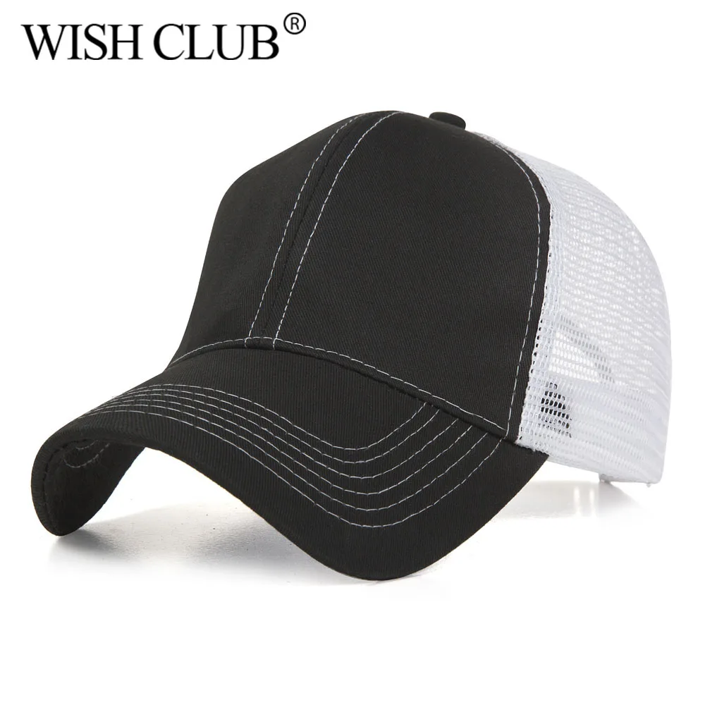 WISHCLUB Новая модная бейсбольная кепка Женская сетчатая Кепка Унисекс Мужская Регулируемая Спортивная Кепка быстросохнущая бейсболка Chapeu
