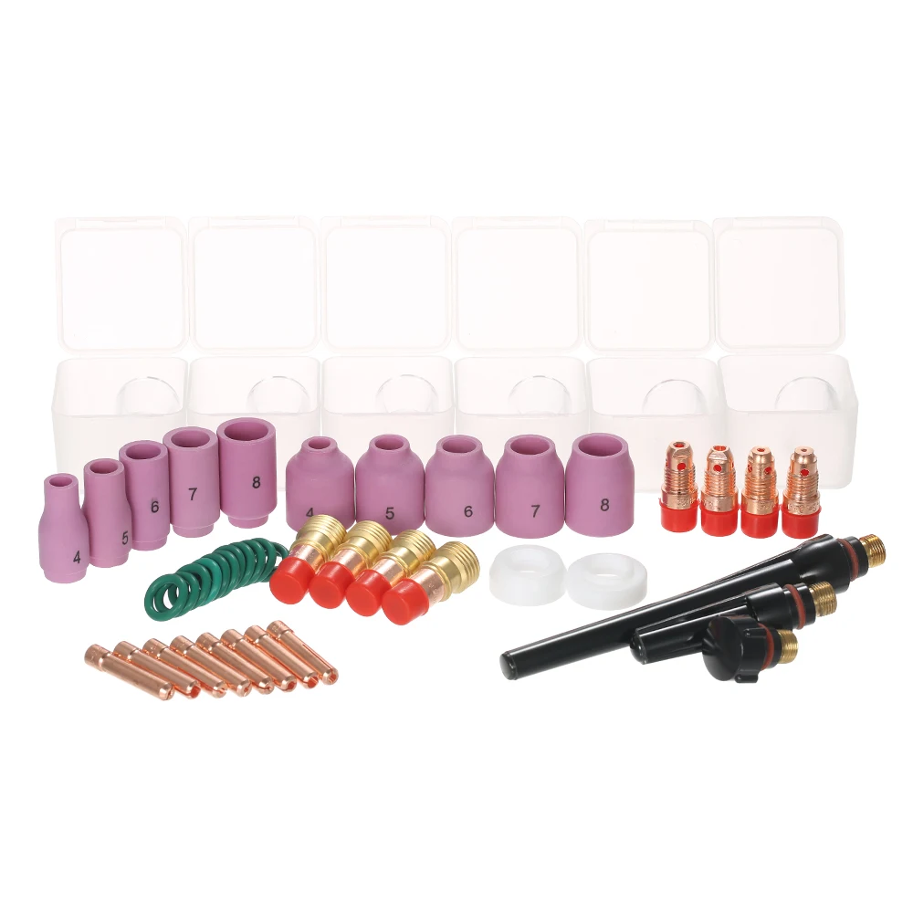49pcs/set TIG Welding Torch Accessories Kit Collets Body Glass Cup Alumina Nozzle for TIG WP-17/18/26 Series