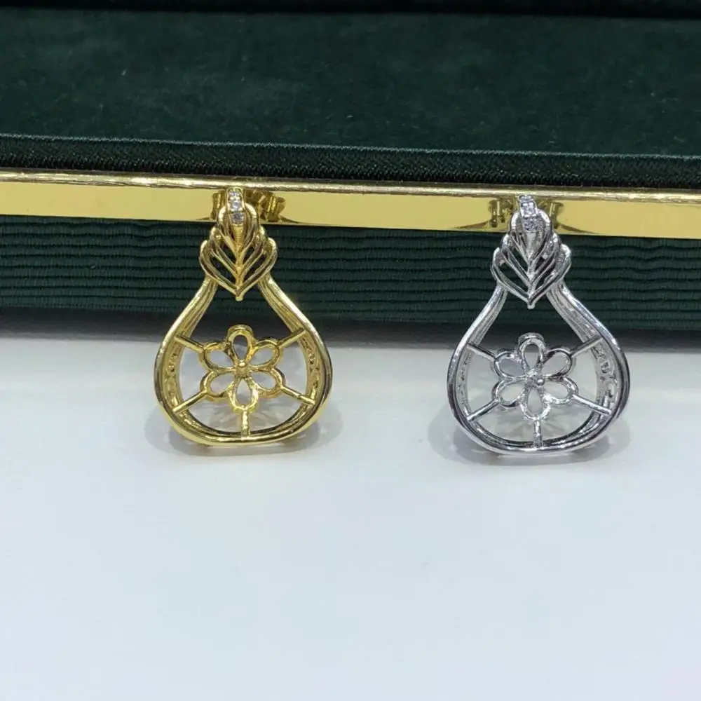 

925 Sterling Silver Pendant Base Settings Mountings Findings Parts for Pearl Coral Jade Beads Stones Crystal