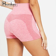 Женские розовые бесшовные Компрессионные шорты с высокой талией для тренажерного зала, шорты для фитнеса для женщин, шорты для йоги, шорты для бега, тренировочные леггинсы
