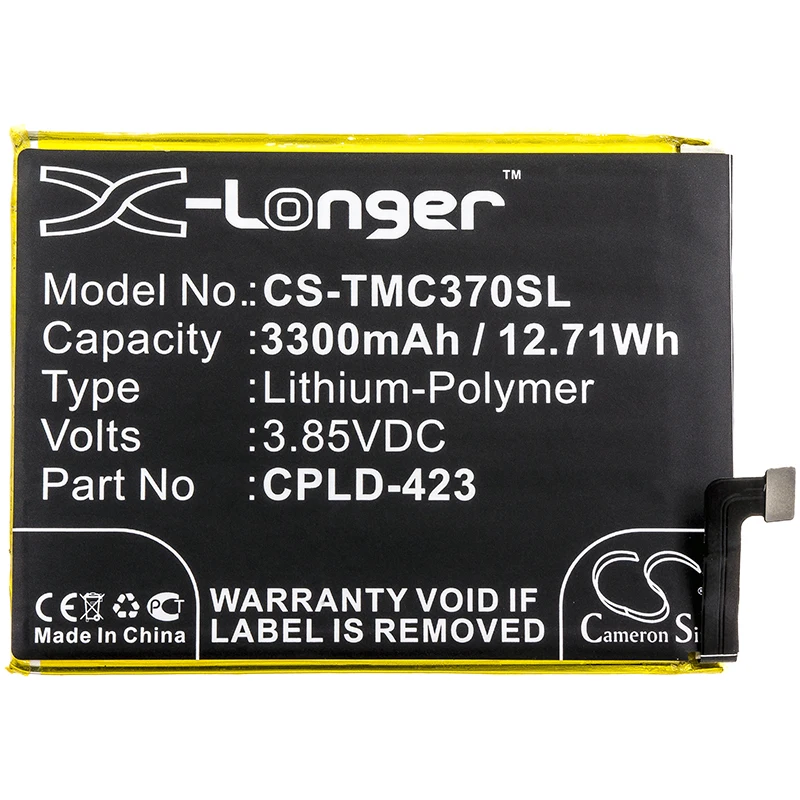 Cameron Sino для T-Mobile CPLD-423 C3701A, Revvl Plus 3300 mAh/12.71Wh