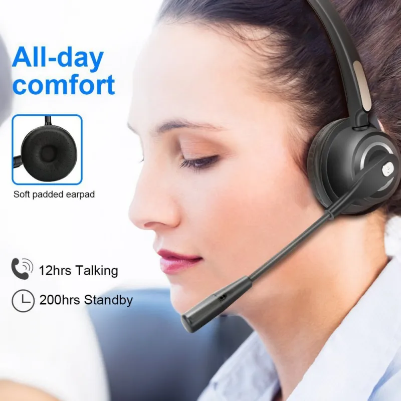 2020 Call Center Bluetooth Headset BH520 Wireless Earphone Over the Head Noise Canceling Headphone For Truck Car Drivers Office