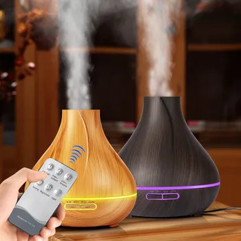 

Ultrasonic Air Humidifier 400ml Aroma Essential Oil Diffuser With Wood Grain 7 Color Changing Led Lights For Office Home#gb40