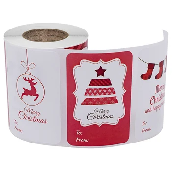 

250pcs/lot New Hand Made Christmas Tree Snowman Round Self-adhesive sealing Label Stickers Gift Bag Candy Box Decorate