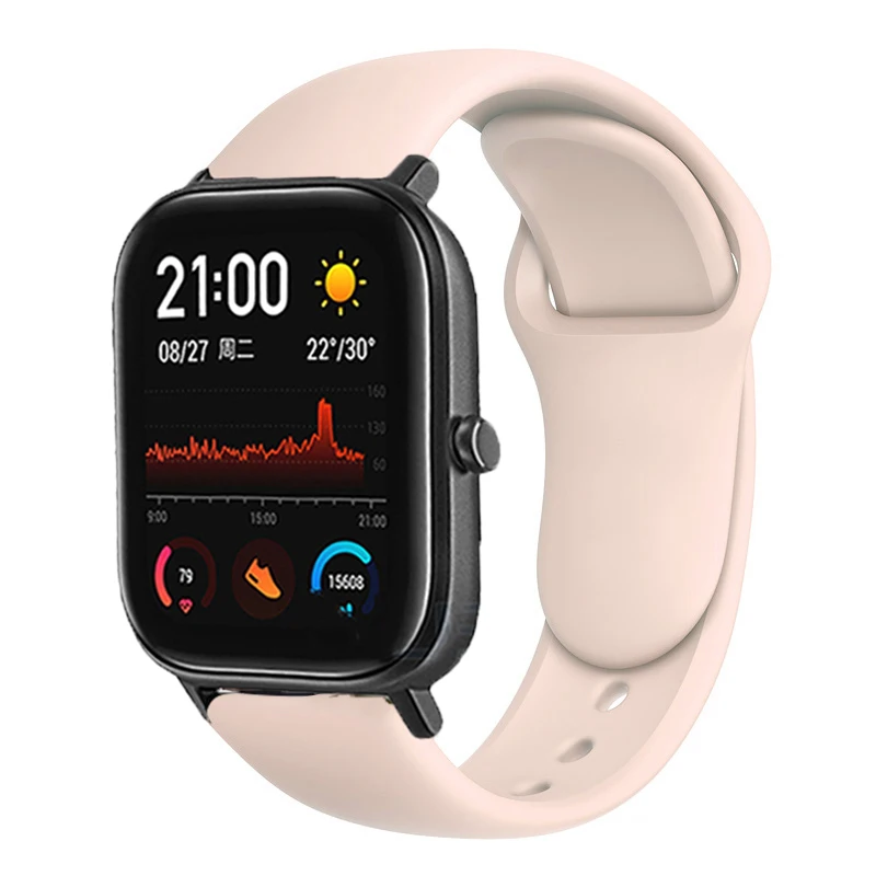 Ремешок силиконовый для смарт-часов Amazfit GTS/2/2e/GTS2 Mini/GTR 42 мм/47 мм/GTR2/2e stratos 2 3 20 мм 22