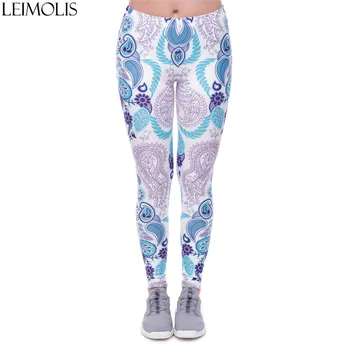 

LEIMOLIS 3D print retro Amoeba blue fitness push up workout leggings women Harajuku High Waist punk rock sexy leggins