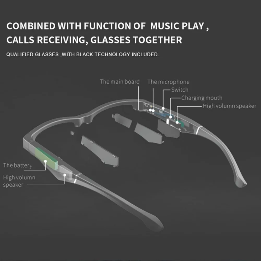 Polarized Sunglasses Bluetooth Bone Conduction Headset Glasses Health Sport Wireless Headphones with Microphone