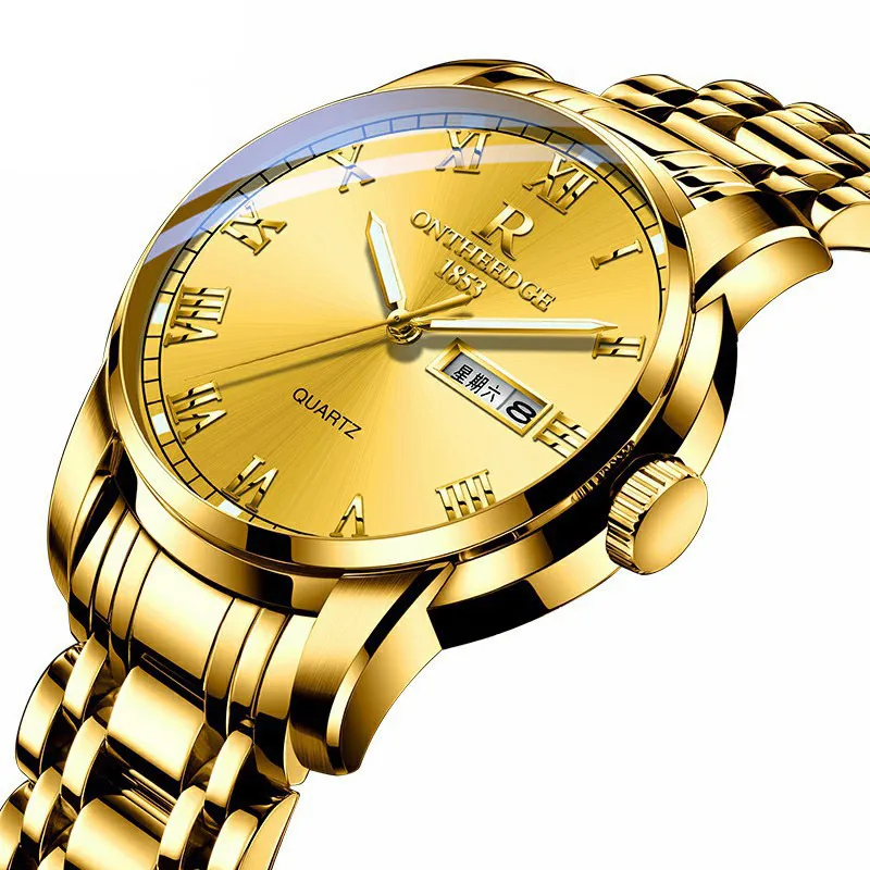 Ruizhiyuan Band Steel Watch Men's and Women's Genuine Quartz Watch Three-pin Business Non-Mechanical Watch 