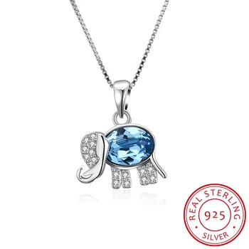 

INALIS 925 sterling silver female suspension pendant neck diamond crystal Elephant necklace gifts for women's jewelry a girl
