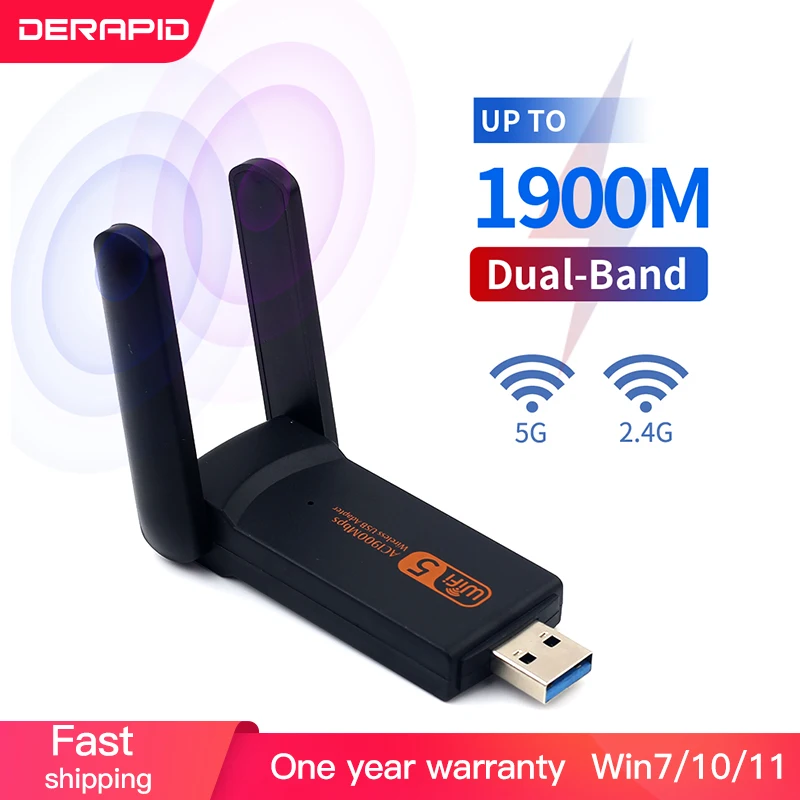 Беспроводной адаптер Wi-Fi USB 1900 Мбит/с двухдиапазонный 2 4 ГГц/5 ГГц 3 0 Lan 802.11ac с