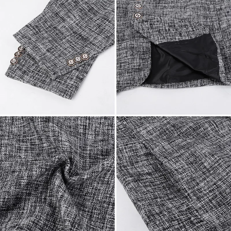 Seller DIHOPE 2020 Vintage Blazer Coats Men High Quality Business Jackets Casual Stand Collar Long Sleeve Blazer Slim Blazer Outwears