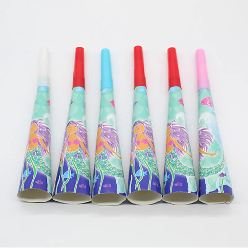 Disposable Tableware Mermaid Themed Party Birthday Party Decorations Kids Party Supplies Paper Plates Cake Hats