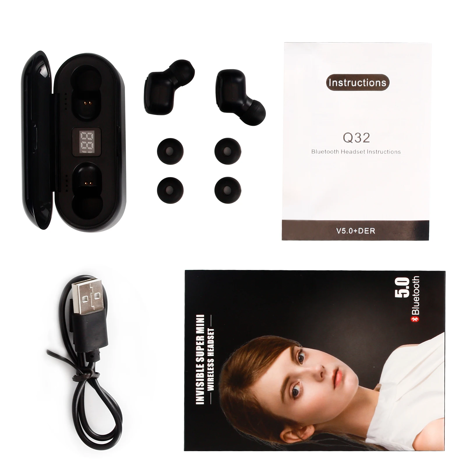 Q32 1 беспроводные TWS Bluetooth 5 0 наушники Handsfree HD стереонаушники HIFI водонепроницаемые