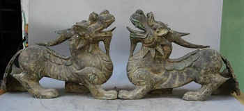

Elegant old S1678 15" Old Chinese Bronze Wealth animal Unicorn Beast Pi Xiu sculpture Statue Pair (A 0319 discount 35%)