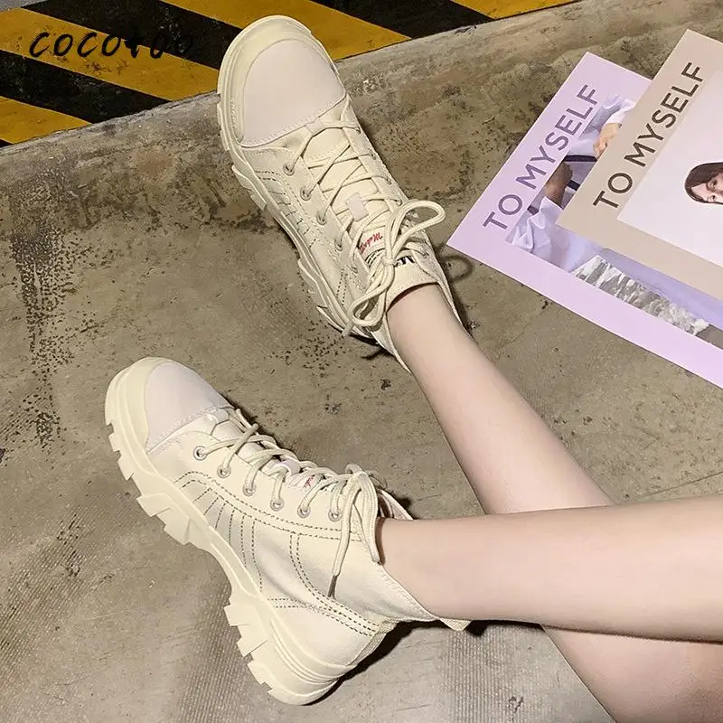 

Handsome Martin Boots Women's British Style Summer Boots Fashion Korean Retro High-top Thick Bottom Spring And Autumn Canvas