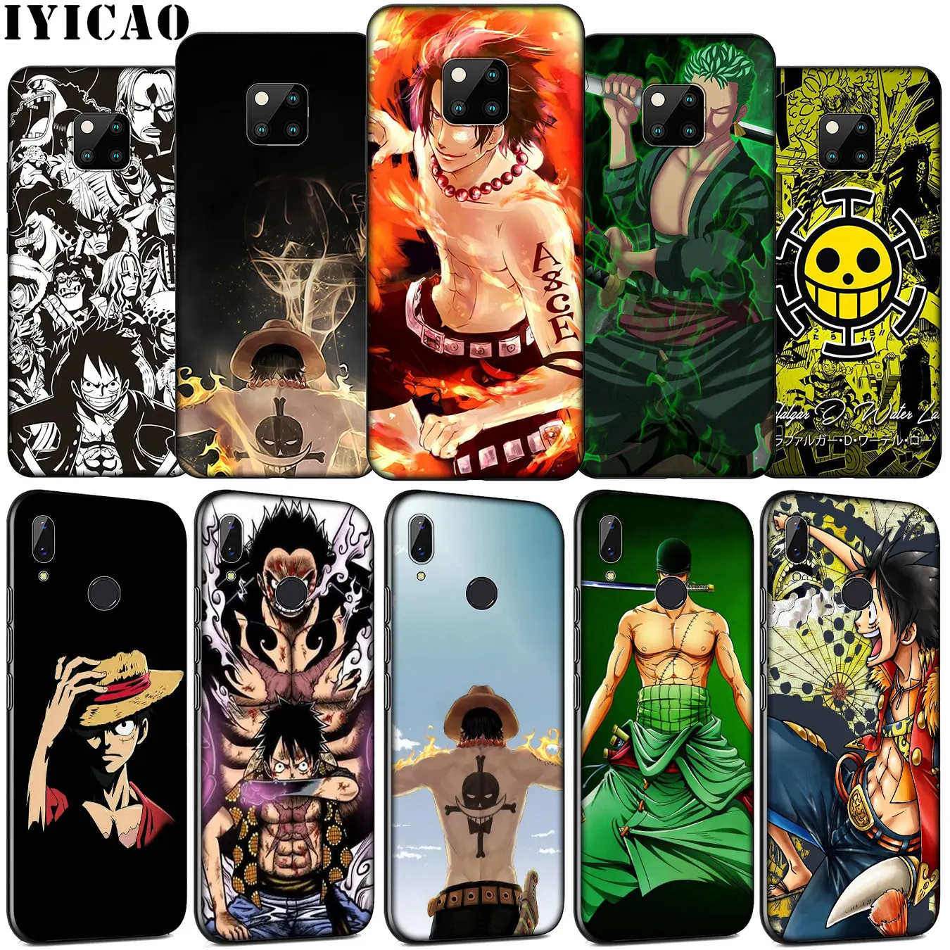 Anime ONE PIECE Soft Silicone Phone Case for Huawei Mate 30 20 10 Pro Nova 5i 4 3 3i 2i 2 Lite TPU Black Cover | Мобильные телефоны