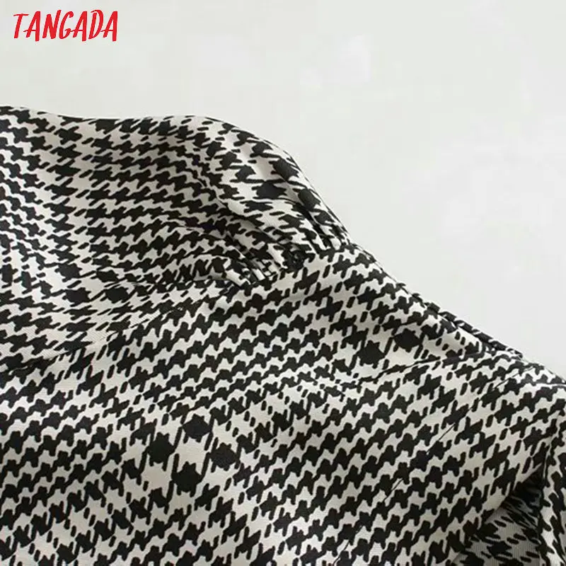 Tangada женское клетчатое платье-рубашка с поясом и бантом на шее винтажное офисное женское платье-миди vestidos 5Z93
