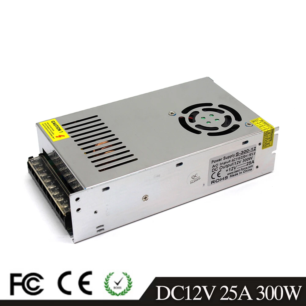 Импульсный источник питания DC12V 25A 300 Вт адаптер 12 В светодиодное освещение