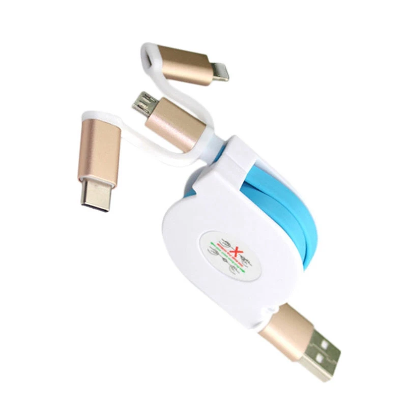3 в 1 Выдвижной Usb type C кабель зарядного устройства для samsung Android Iphone