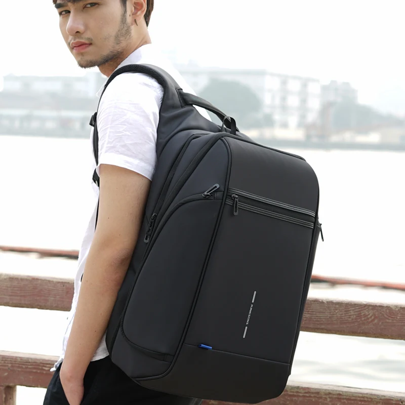 Kingsons Man Backpack Fit 15 17 inch Laptop USB Recharging Multi layer Space Travel Male Bag