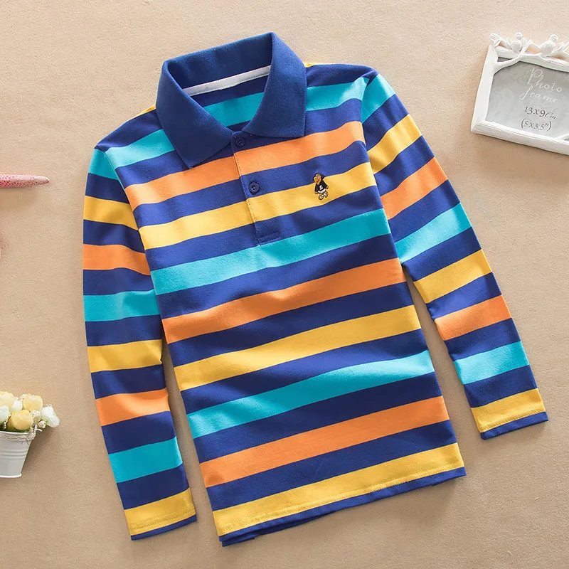 Spring and autumn boys long-sleeved T-shirt Korean T-shirt lapel polo shirt 100-170cm 2