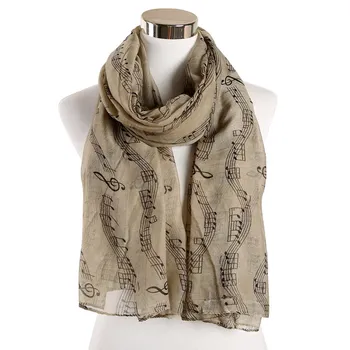 

Fashion Black Red Musical Note Long Scarf Wrap Ladies Women Shawl Girls Large Scarves Sunscreen Soft Stole