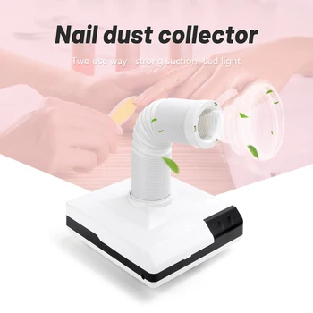 

60W Powerful Nail Dust Collector Machine For Manicure Vacuum Cleaner For Nail Art Nail Fan Dust Suction 3 Leds For Lighting 560m