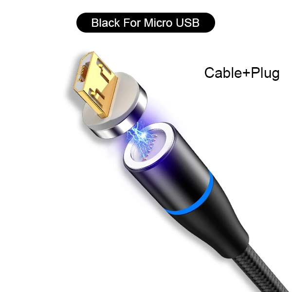 Магнитный кабель Jellico 1,2 м, Micro usb type C, быстрая зарядка, Micro usb type-C, Магнитный провод для зарядного устройства, usb C, для huawei, Xiaomi, samsung - Цвет: Black For Micro