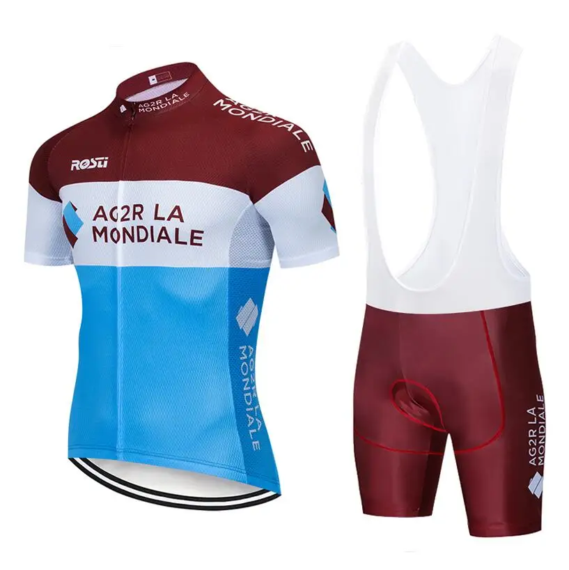 6 шт. полный комплект команды AG2R Велоспорт Джерси 20D набор велошорт Ropa Ciclismo Лето быстросохнущая pro велосипедный майон брюки - Цвет: Синий