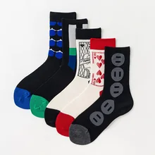 Женские Забавные милые носки с героями мультфильмов, носки для скейтборда в стиле Харадзюку, креативные Короткие Носки с рисунком покера, Размеры 35-43