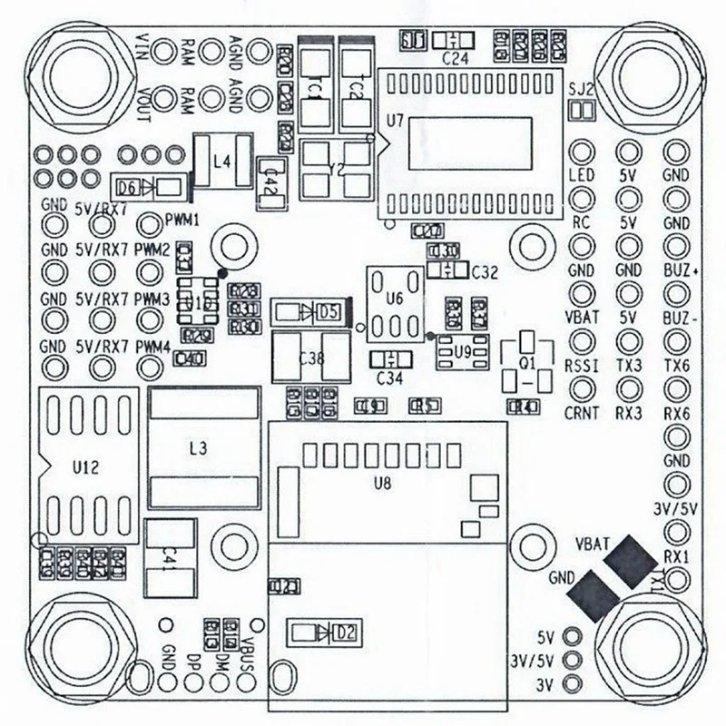 F7 V2 Контроллер полета STM32 F745 MCU 2-4S Встроенный OSD двойной гироскоп 30,5x30,5 мм для 180-250 гоночного FPV дрона