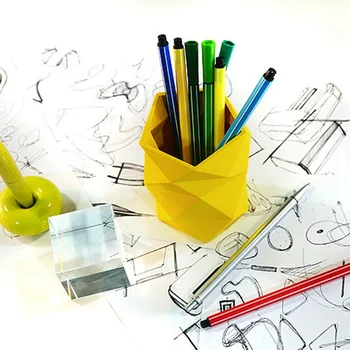

1Pc Creative Design Irregular Geometric Design Silicone Pen and Pencil Holder Stationery Storage Organizer Box For Kids Gift