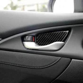 

Interior Door Handle Bowl Cover For Honda Civic 10th 2016-19 Sticker Parts Carbon Brand New
