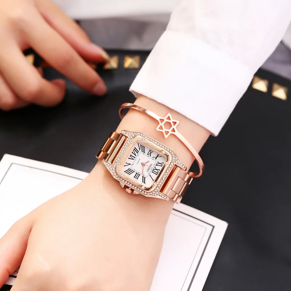 

2019 Luxury Watch Women Crystal Golden New Brand Stainless Steel Bracelet Analog Quartz Wrist Watch Dress Clock Relogio Feminino