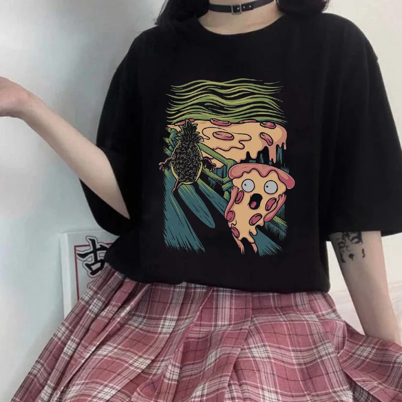 Известная картина Harajuku одежда крик пиццы женские футболки с рисунком ананаса