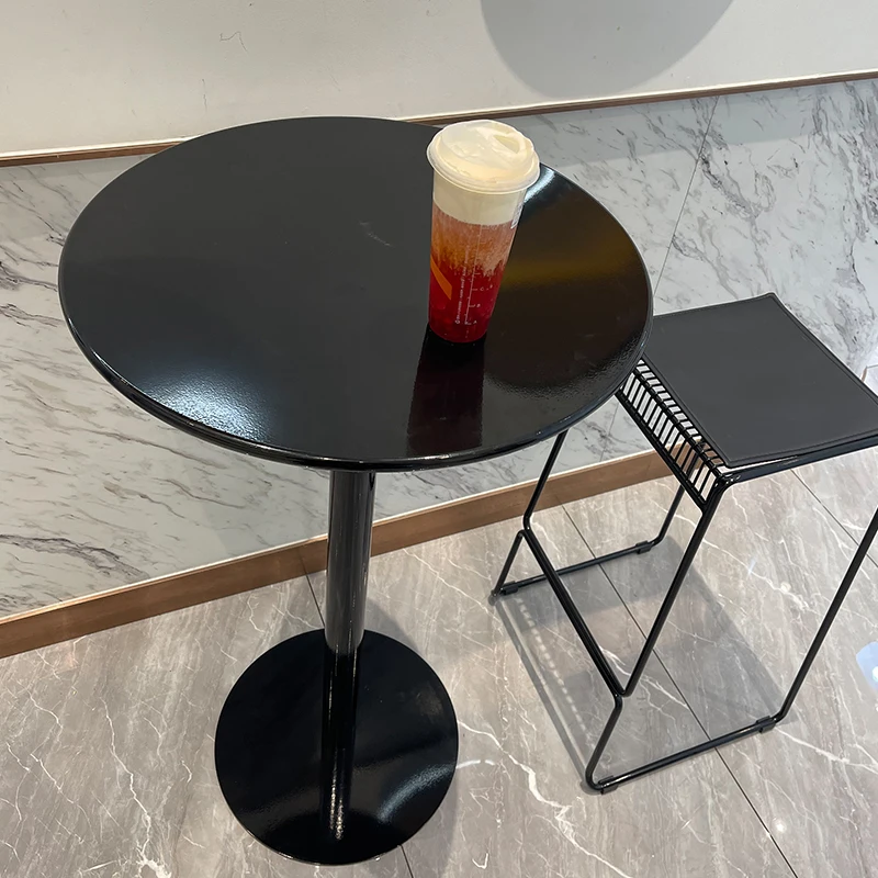 US $142.49 Modern Simple Round Dining Table Bar Table Milk Tea Shop Metal Leisure High Table Bar Coffee Table