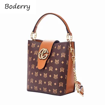 

Boderry Fashion Handbags Serpentine Lock High Quality Crossbody bags Especial Chain Messenger Bags PVC Leather Bucket Bags