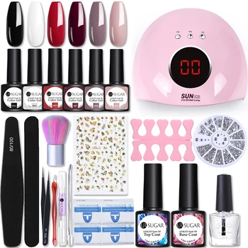

UR SUGAR Gel Nail Polish Set With UV Lamp Dryer Gel Varnish Kit Soak Off Base Matte Top Coat Electric Nail Drill Nail Art Tools