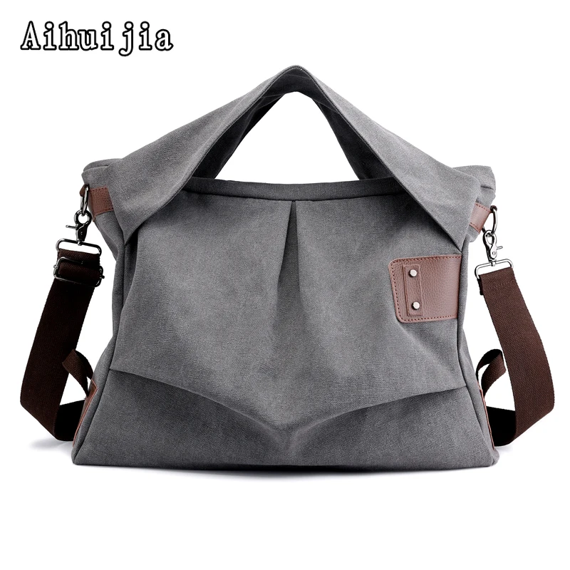 

Ladies 2020 New Large-capacity Canvas Shoulder Bag High Quality Pure Color Messenger Bag Designer Retro Women Luxury Travel Bags
