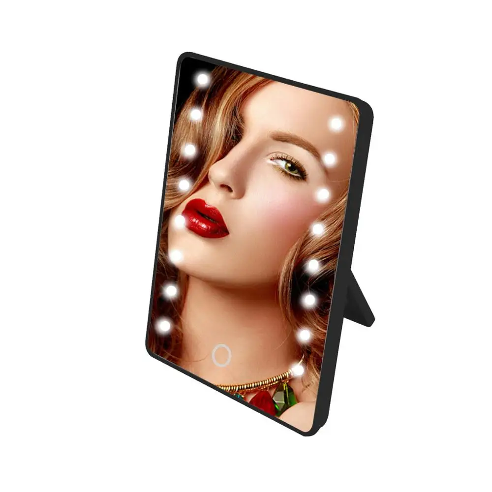 Black Makeup Mirror 16 Светодиодный светящийся Макияж Зеркало сенсорный экран+ 10X Лупа макияж зеркало Косметика настольная подставка зеркала для ванной комнаты - Цвет: Black Makeup Mirror