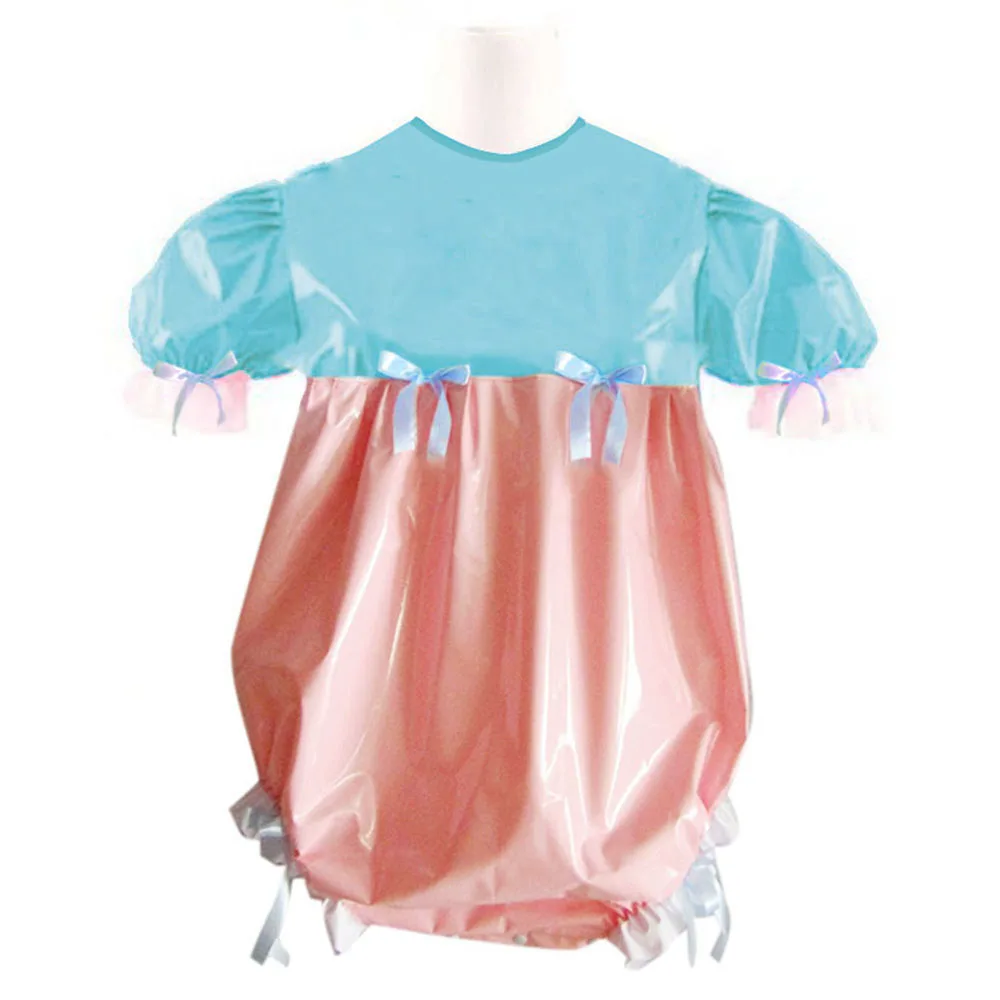 Adulto e Bebê PVC Snap Virilha Bodysuit, ABDL Romper, Sissy Incontinência Onesie