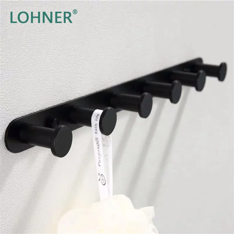 

Lohner Nordic Simple Black Row Hook Hole-Free Door Creative Bathroom Shelf Wall Organizer Badkamer Accessoires Estanteria
