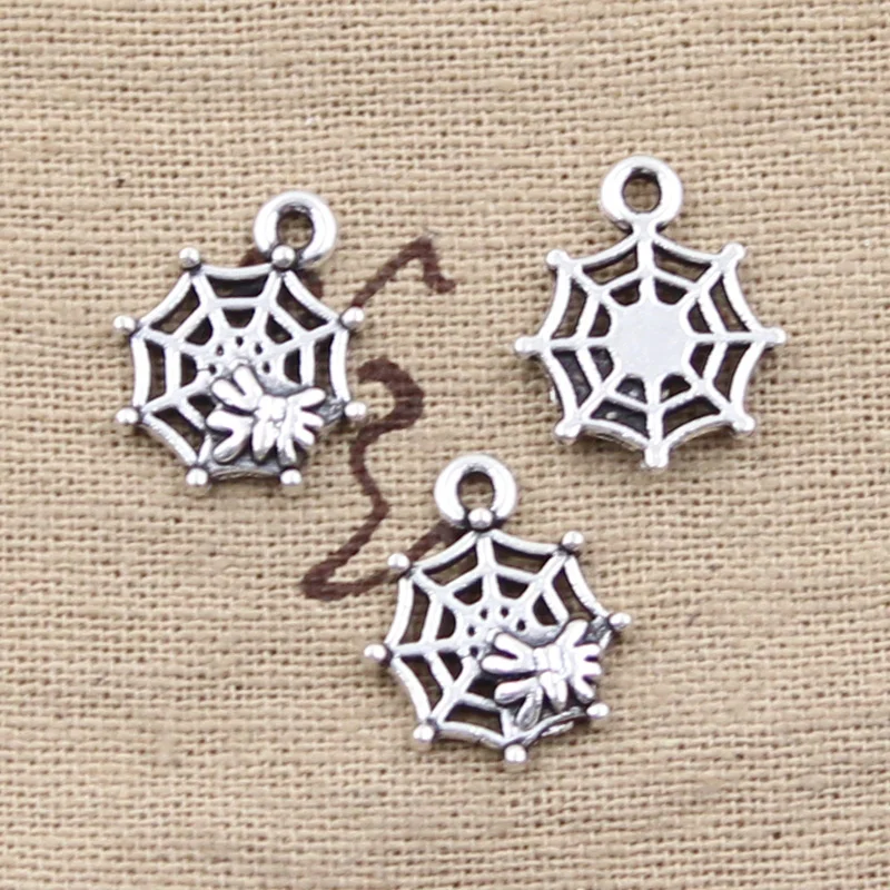 

30pcs Charms spider cobweb 17x14mm Antique Silver Pendants DIY Necklace Crafts Making Findings Handmade Tibetan Jewelry