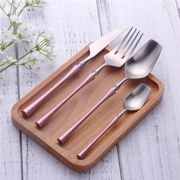 Pink Gold Cutlery Set Housewife 304 Stainless Steel Fork Dining Tea Spoon Table Knife Set Cutlery Set Knives Forks and Spoons - Цвет: pink silver