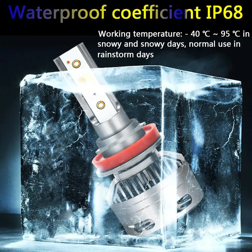2x GeTor мини H11 три цвета led 12/24V 50000hrs H1, H7, H11/H8/H9, 9005/HB3/H10, 9006/HB4/9012 светильник лампочка