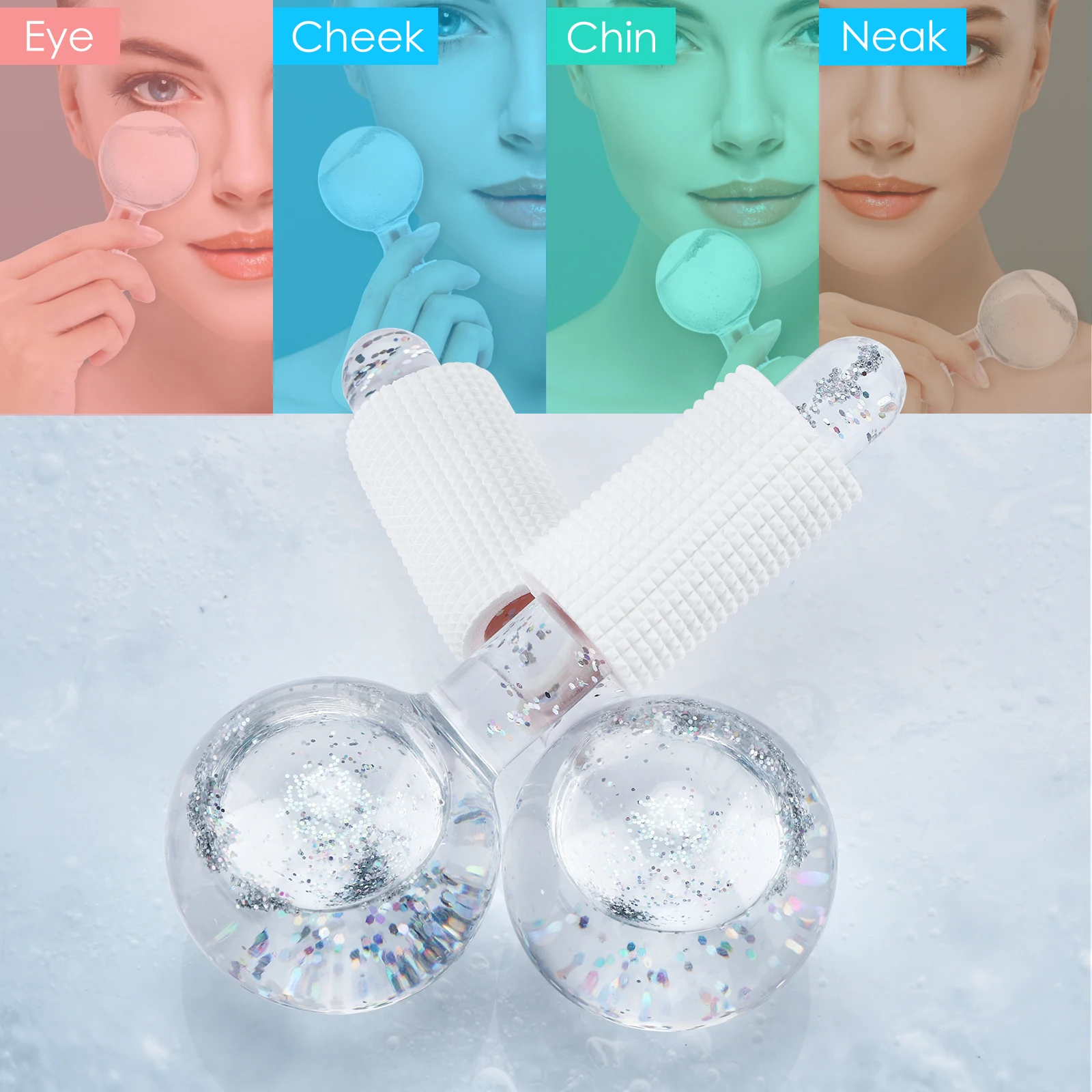 1 Pair Facial Globes Cooling Roller Ball for Face Eye Massage Beauty