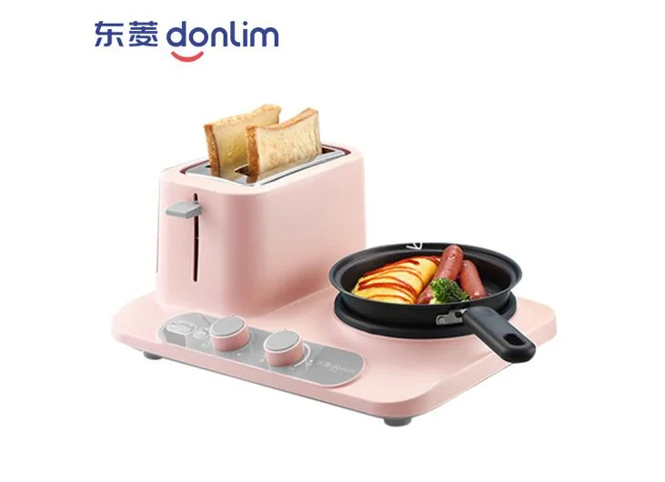 Donlim DL-3405 3in1 Bread maker Coffee roaster household breakfast machine Fried Eggs steamer pan pink diy cooker220-230-240v