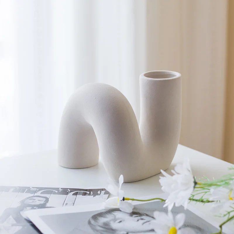 Nordic Style Ceramic Vase, Modern Art Flower Arrangement Pot Ornaments, Living Room Decor Desk Office, Interior Home Decoration 5