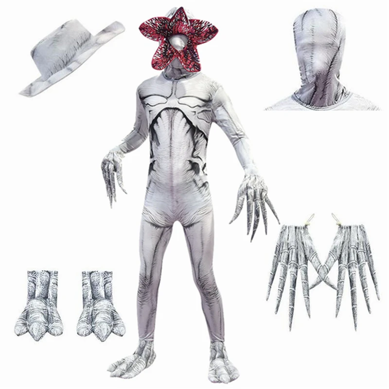 

New Stranger Things 3 Monster Evil Demogorgon Cosplay Costumes Child Adult Chomper Jumpsuits Headwear Mask Zentai Party Halloween Masquerade Uniform